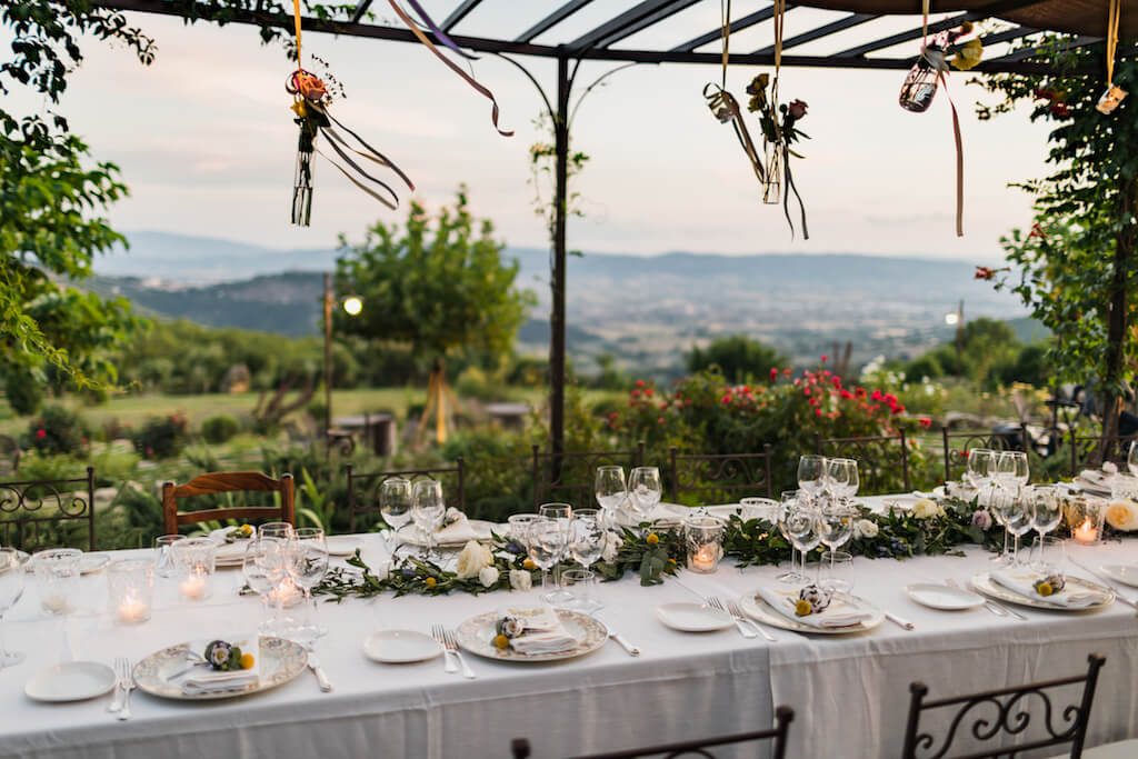 wedding setting with view in Italy