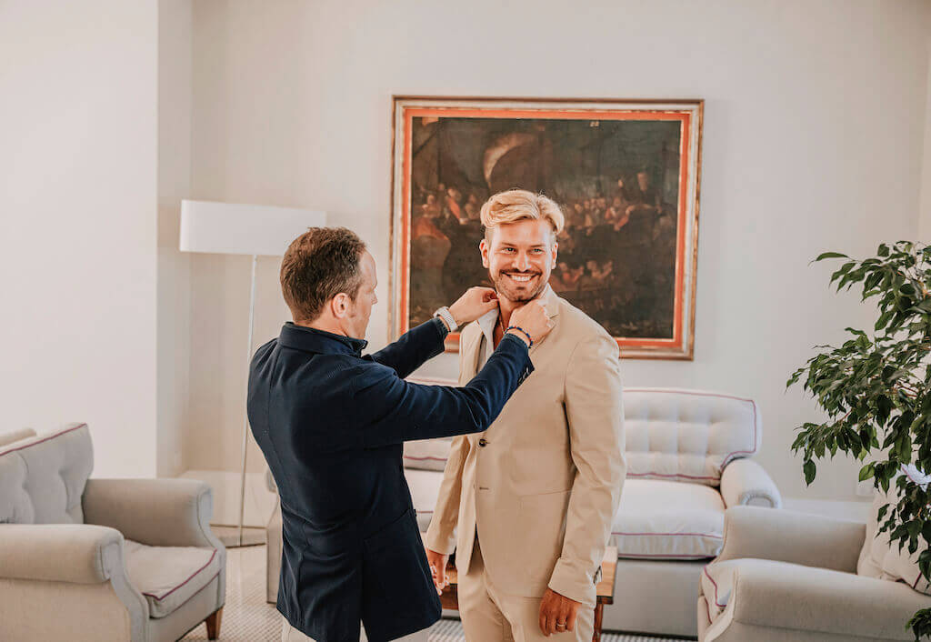 groom getting ready for wedding